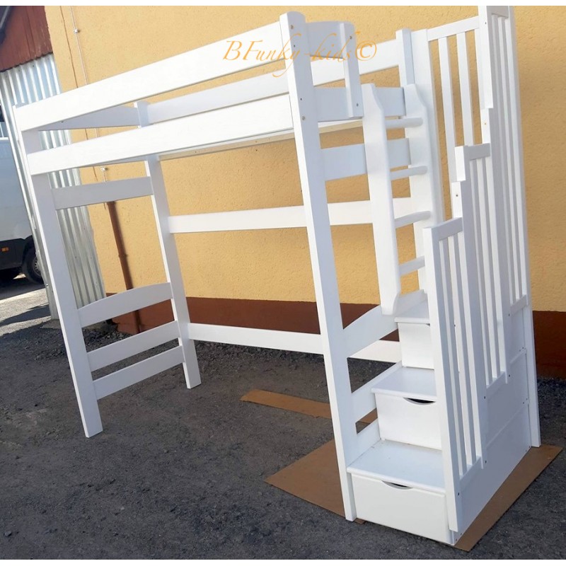 Scala In Legno Massello Per Soppalco E Letto A Castello: Portata 170kg, Made In Italy