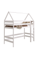 Letto a soppalco in legno di pino massello Casetta 160x80 cm