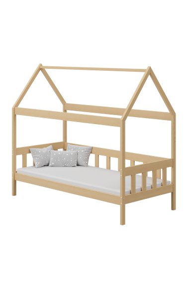 Letto singolo bambino in legno di pino massello Casetta 200x90 cm