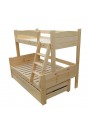 Letto a castello con estraibile in legno massello Ignacio 200x120/90 cm