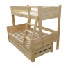 Letto a castello con estraibile in legno massello Ignacio 200x120/90 cm