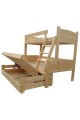 Letto a castello con estraibile in legno massello Ignacio 200x120/90 cm