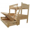 Letto a castello con estraibile in legno massello Ignacio 200x120/90 cm