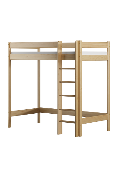 Letto a soppalco in legno di pino massello