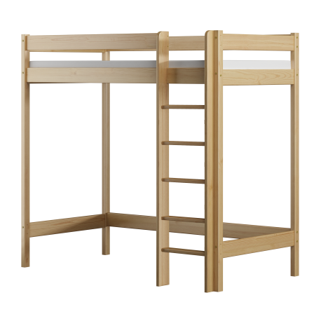 Letto a soppalco in legno di pino massello