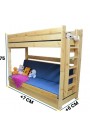 Letto a castello in legno massello Carlos con materassi e cassetto 180x80 cm