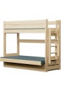 Letto a castello in legno massello Carlos con materassi e cassetto 180x80 cm