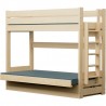 Letto a castello in legno massello Carlos con materassi e cassetto 180x80 cm