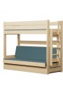 Letto a castello in legno massello Carlos con materassi e cassetto 180x80 cm