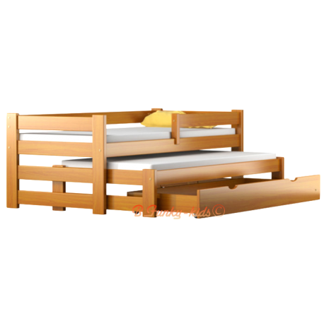 Letto scorrevole in legno massello con cassetto e materasso Pablo 190x80 cm