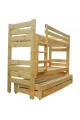 Letto a castello con estraibile in legno massello Gustavo 3 con materassi e cassetti 180x80 cm
