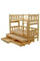 Letto a castello con estraibile in legno massello Nicolas 3 con cassetti 200x90 cm